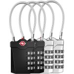 Jfkjg - cadenas cable code 4 chiffres, tsa cadenas valise avion tsa 4 chiffres avec alarme d'ouverture, ...