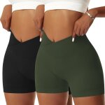 Jfkjg - femmes short de sport push up v cross taille booty scrunch butt legging court sans couture short ...