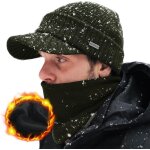 Jfkjg - m / l / xl ensemble d'hiver pour homme en laine mrinos avec visire et echarpe tube de ski, ...
