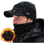 Jfkjg - m / l / xl ensemble d'hiver pour homme en laine mrinos avec visire et echarpe tube de ski, ...