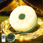 Jgd - guirlande lumineuse de camping enroulable solaire, 10 m, 3000 mah, etanche, rechargeable par usb, ...