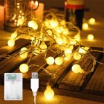 Jgd - guirlande lumineuse sph�rique, 3 m, 20 led, blanc chaud, fonctionnement par batterie / usb, pour ...
