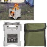 Jgd - mini r�chaud a bois de camping portable, 10 x 10 cm, pliable, amovible, l�ger en acier inoxydable ...