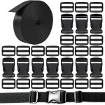 Jgd - sangle nylon 10m x 25mm avec 10 paires de boucle et 20 pi�ces tri - glide curseur plastique attache ...