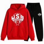 Jogging enfant handball ensemble sweat a capuche rouge et pantalon noir (taille 7 - 8 ans, couleur rouge) ...