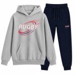 Jogging enfant rugby gris et bleu marine 3 - 14 ans (taille 12 - 14 ans, couleur gris)