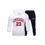 Jogging survtement basketball chicago 23 homme blanc