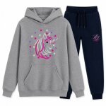 Jogging survetement enfant fille licorne gris - bleu marine (npz)