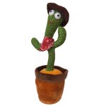 Jouet en peluche cactus, 120 chansons, chant electrique, danse et torsion, enregistrement lumineux, apprentiss ...