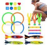 Jouets de plonge en piscine pour enfants, 22 pices, jeux de piscine, jouets de fte, jouets de sport ...