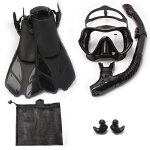 Jsjm - masque de plonge sous - marine professionnel 1 + 1 + 1, equipement avec lunettes hd anti - bue, ...