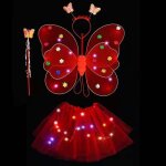 Jupe tutu a led avec aile de papillon pour fille, bande de sauna cool, baguette magique, cadeau d'anniversaire ...