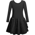 Justaucorps de ballet avec jupe tutu fille manches longues noir 120 cm tenue danse classique gymnastique ...