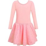Justaucorps de ballet avec jupe tutu fille tenue de ballerine rose a manches longues en coton et dos ...