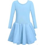 Justaucorps de ballet avec jupe tutu fille tenue de danse manches longues bleu 130 cm robe ballerine ...
