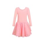 Justaucorps de ballet avec jupe tutu fille tenue de danse manches longues rose poudr� coton et mousseline ...