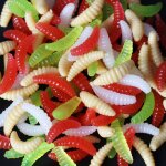 Jxworm - leurre de pche en silicone souple, appts artificiels, asticot, hameons, vers pistolet ants, ...