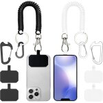 Kal - lot de 2 cordons a ressort pour tlphones portables, lanire antivol avec mousqueton, convient ...