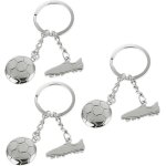 Kal - lot de 3 porte - cls en forme de ballon de football - argent - cadeau de football - pendentif ...