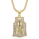 Kal - collier maillot basket - ball 24, collier basket - ball numro 24 pour hommes, collier chemise ...