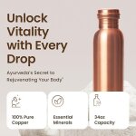 Kalanka - lot de 2 bouteilles d'eau en cuivre naturel pur de 34 oz pour la salle de sport, la randonnée, ... Kalanka - lot de 2 bouteilles d'eau en cuivre naturel pur de 34 oz pour la salle de sport, la randonnée, ...