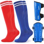 Kalanka - lot de 2 paires de chaussettes de football pour enfants avec protège - tibias bleus et rouges ... Kalanka - lot de 2 paires de chaussettes de football pour enfants avec protège - tibias bleus et rouges ...