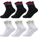 Kalanka - 6 paires de chaussettes de sport en coton a rayures - pour garons et filles 35 - 38 - tennis ...