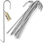 Kalanka - 8pcs 40cm piquets d'ancrage résistants en acier galvanisé antirouille avec crochets en j pour ... Kalanka - 8pcs 40cm piquets d'ancrage résistants en acier galvanisé antirouille avec crochets en j pour ...