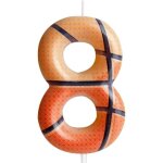 Kalanka - bougie de g�teau d'anniversaire sur le th�me du basket - ball, chiffre 8, pour gar�ons et filles, ...