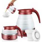Kalanka - bouilloire portable de camping 600ml, bouilloire pliable, mini bouilloire electrique en silicone ...