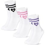 Kalanka - chaussettes de tennis femme, 3 paires chaussettes coton sport avec motif c?ur, chaussette nol, ...