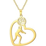 Kalanka - collier coeur de joueur de volley - ball, bijoux de ballon de sport pour l'�quipe, l'athl�te, ...