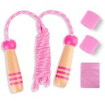 Kalanka - corde a sauter adjustable corde a sauter enfant, 2 protge poignets, 1 sac rangement, skip ...