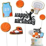 Kalanka - decoration gateau basketball, 7pcs papier deco gateau anniversaire basketball joyeux anniversaire ...
