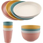 Kalanka - ensemble de vaisselle 12 pièces, service de table, bol, plate, tasses, vaisselle pour pique ... Kalanka - ensemble de vaisselle 12 pièces, service de table, bol, plate, tasses, vaisselle pour pique ...