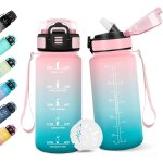 Kalanka - gourde, 500ml avec de la paille, gourde enfant, sans bpa, bouteille d'eau de motivation avec ...