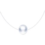 Kalanka - micvivien femmes chane en nylon transparent avec 8mm perle pendentif collier argent sterling ...