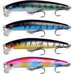 Kalanka - poissons nageur flottants, 4 pcs leurre pour bar, leurre flottant pour le bar avec une queue ...