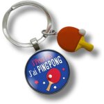 Kalanka - porte - cl�s � j'peux pas, j'ai ping pong � avec cabochon et breloque tennis de table ¿ cadeau ...