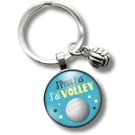 Kalanka - porte - cl�s � j'peux pas, j'ai volley� avec cabochon et breloque balle de volleyball ¿ cadeau ...