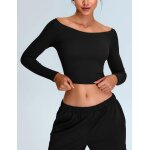 Kalanka - t - shirts de sport femme a manche longues epaule dénudée crop top gym yoga haut d'entraînement ... Kalanka - t - shirts de sport femme a manche longues epaule dénudée crop top gym yoga haut d'entraînement ...