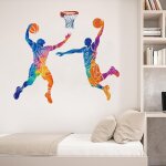 Kalanka - stickers muraux de joueur de basket ball dcalcomanies murales aquarelles dcoration murale ...