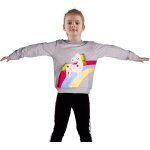 Kalanka - sweatshirt enfant fille cheval licorne arc - en - ciel pullover sweatshirt col rond coton gris ...