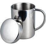 Kalanka - tasse de camping a double paroi en acier inoxydable avec couvercle et poignée, 400 ml Kalanka - tasse de camping a double paroi en acier inoxydable avec couvercle et poignée, 400 ml