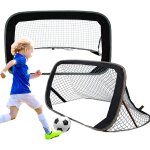 Kaltd - cage de foot 2en1 pliable pour enfants extrieur - but de foot noir en polyester 120x66x66cm ...