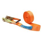 Kerbl 37147 sangle d'arrimage en 1 partie avec crochet orange 50 mm x 6 m charge max. 4000 kg