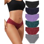 Khkui - lot de 6 culotte femme coton stretch taille basse sous - vtements bikini hipster lingerie pour ...