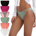 Khkui - culotte femme coton elastique slip bikini jambe haute sous - vêtements taille midi lot de 6 Khkui - culotte femme coton elastique slip bikini jambe haute sous - vêtements taille midi lot de 6