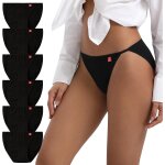 Khkui - culotte femme coton elastique slip bikini jambe haute sous - vêtements taille midi lot de 6 Khkui - culotte femme coton elastique slip bikini jambe haute sous - vêtements taille midi lot de 6