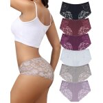 Khkui - culotte sans couture femme dentelle invisible hipster stretch doux et confortable respirant slips ...